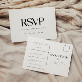 Postal Moderno Black & White Wedding RSVP