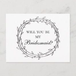 Postal Moderno blanco y negro será mi dama de honor