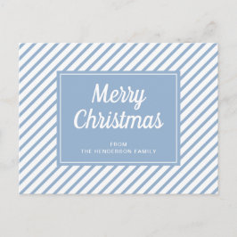 Postal Moderno Blue Stripes Feliz Navidad