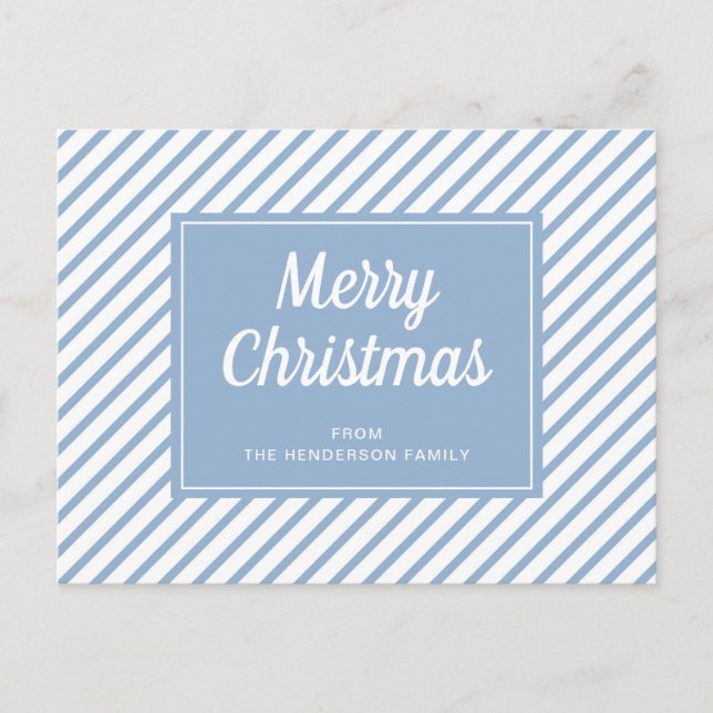 Postal Moderno Blue Stripes Feliz Navidad (Anverso)