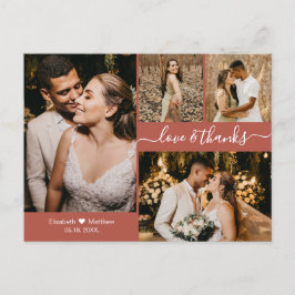 Postal Moderno Boda de Collage de fotos Terracota Gracias
