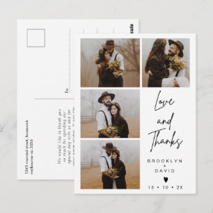 Postal Moderno Boda de cuatro fotos gracias Postcard
