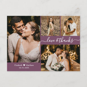 Postal Moderno Boda de Mauve 4 Collages de fotos Gracias