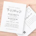 Postal Moderno Boda elegante Minimalista<br><div class="desc">Compuesto por escritura cursiva y tipografía serif. Todo contra un fondo de blanco puro. Estos elementos son modernos,  sencillos y de moda. Este es el diseño exclusivo de la revista White Paper Birch Co. para Zazzle. Disponible aquí: http://www.zazzle.com/store/whitepaperbirch</div>