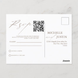 Postal Moderno Boda simple Minimalista QR Código RSVP Pos