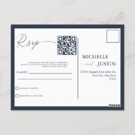 Postal Moderno Boda simple Minimalista QR Código RSVP Pos