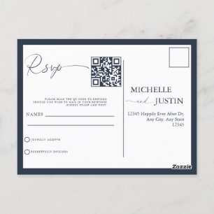 Postal Moderno Boda simple Minimalista QR Código RSVP Pos