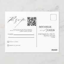 Moderno Boda simple Minimalista QR Código RSVP Pos