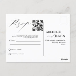 Postal Moderno Boda simple Minimalista QR Código RSVP Pos