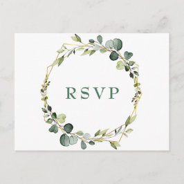 Postal Moderno Boho Eucalyptus Wreath Frame Wedding RSVP