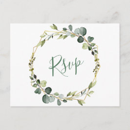 Postal Moderno Boho Eucalyptus Wreath Frame Wedding RSVP