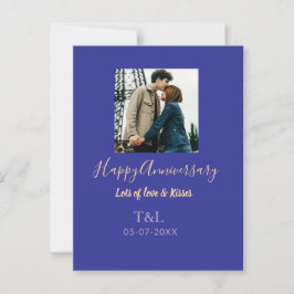 Postal moderno boho feliz aniversario agregar nombre azul