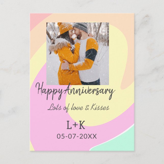 Postal moderno boho feliz aniversario agregar nombre fech (Anverso)