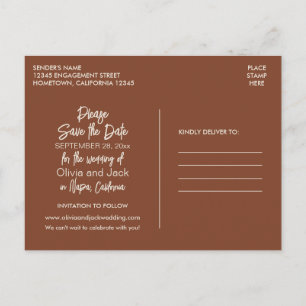 Postal Moderno Boho Minimalista Marrón Rojizo Ahorra la F