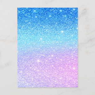 Postal Moderno brillo azul ombre púrpura chic
