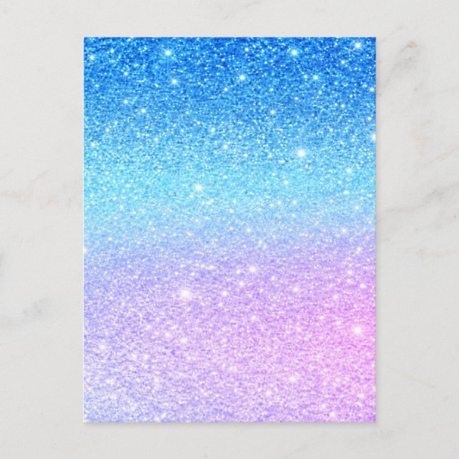 Postal Moderno brillo azul ombre púrpura chic (Anverso)