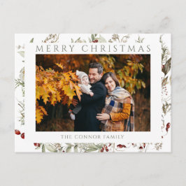 Postal Moderno Chic Boho Flor Silvestre Feliz Navidad