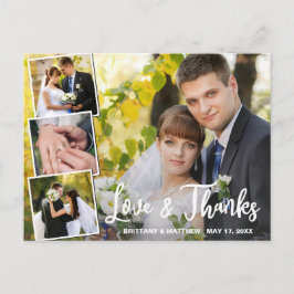 Postal Moderno Collage 4 Photo Boda Gracias