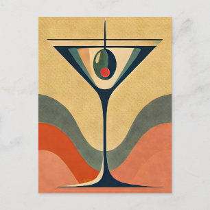 Postal Moderno de mediados de siglo "ola de martini de ac