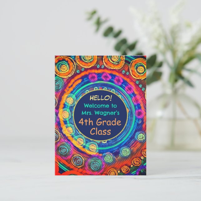 Postal Moderno de vuelta a la escuela clase de nombre de  (Anverso de pie)