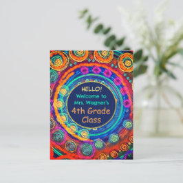 Postal Moderno de vuelta a la escuela clase de nombre de 