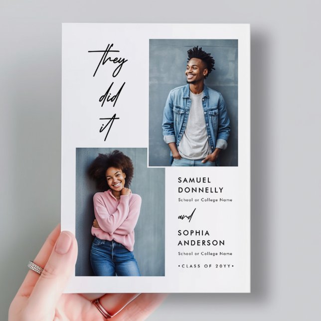 Postal Moderno Dos Graduados Doble Junta de Graduación Fo (Subido por el creador)