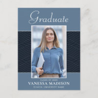 Moderno | Elegante Script Dusty Blue 1 Photo Grad