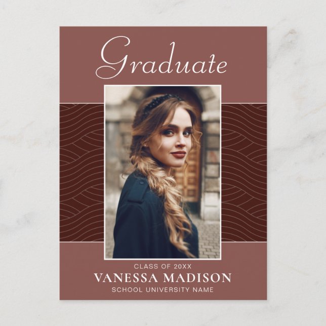 Postal Moderno | Elegante Script Terracotta 1 Foto Grad (Anverso)