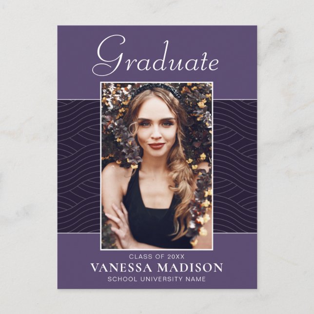 Postal Moderno | Elegante Script Violeta Púrpura 1 Grado  (Anverso)