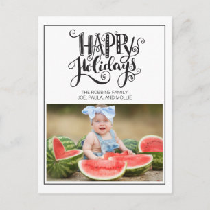 Postal Moderno Felices Fiestas Foto de Familia Navidad Bl