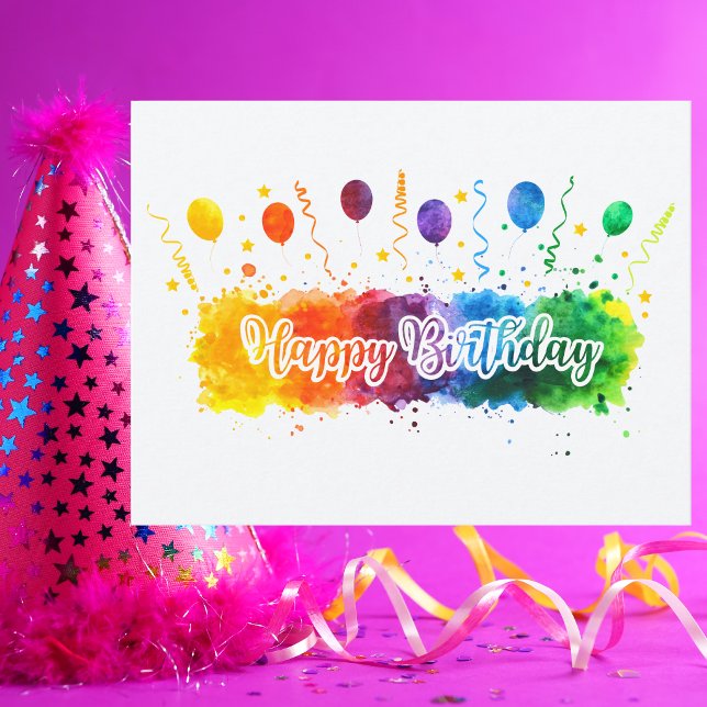 Postal Moderno Feliz Cumpleaños Colorido Simple (Subido por el creador)