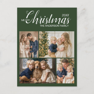 Postal Moderno Feliz Navidad Familia Verde Multiple