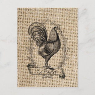 Postal Moderno gallo de campo de pollo de granja francés