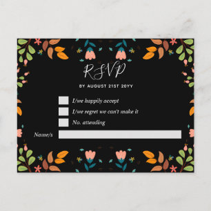 Postal Moderno Garden Fall hojas negro RSVP