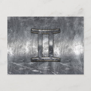 Postal Moderno Gemini Rótulo Zodiaco Grunge Molesto Estil