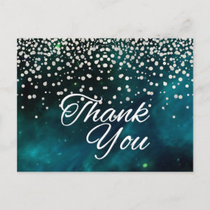 Postal Moderno Glitter Blanco Agradecido Negro Barato
