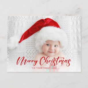 Postal Moderno guión de navidad de morera roja