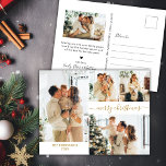 Postal Moderno guión de oro 5 Navidades de Collage de fot<br><div class="desc">Presupuesto Minimalista Elegante Caligrafía de oro Script de Collage de fotos Navidades PostCards. Esta festiva y simple plantilla de 5 (5) tarjetas de vacaciones fotográficas presenta un collage de fotos de bonito (en la foto delantera y trasera 1 foto), un texto de saludo de "Feliz Navidad" que está escrito en...</div>