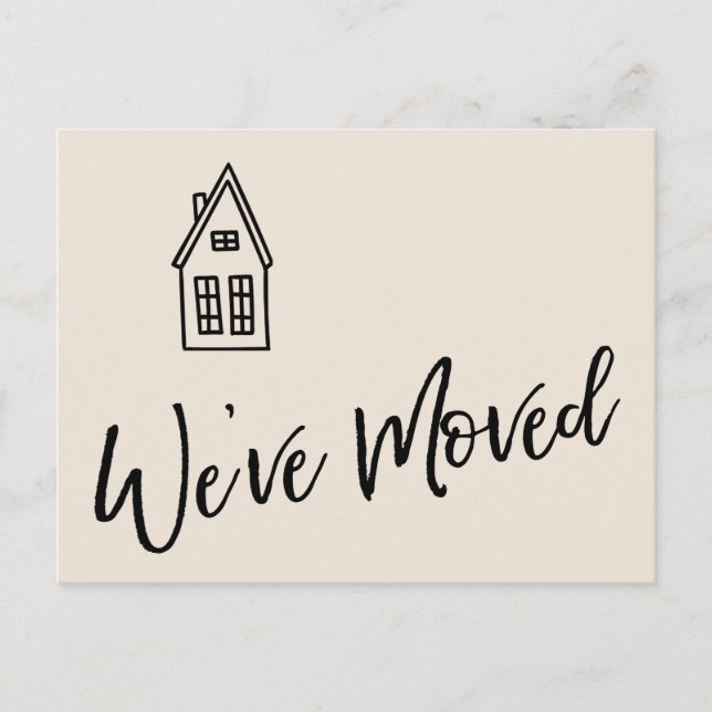 Postal Moderno hemos movido la pequeña casa dibujando cre (Anverso)