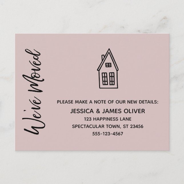 Postal Moderno hemos movido la pequeña casa dibujando ros (Anverso)