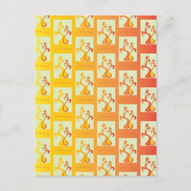 Postal Moderno ilustracion de la pareja Tulip amarillo so (Anverso)