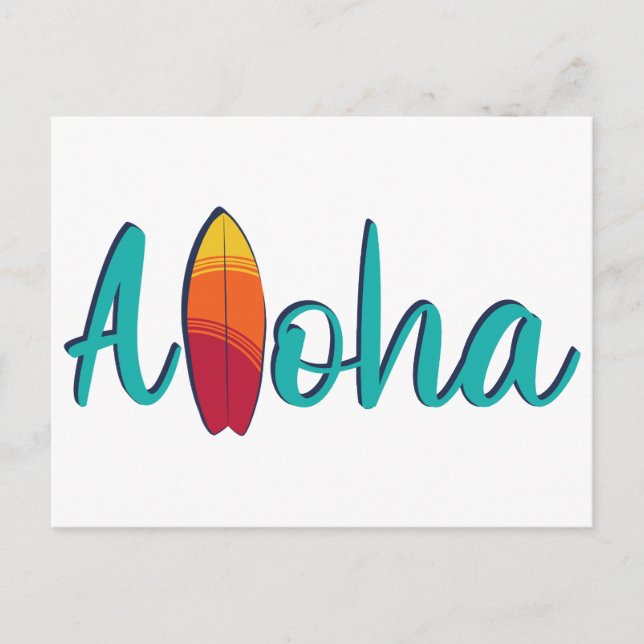 Postal Moderno Isla Colorido Aloha Simple  (Anverso)