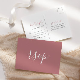 Postal Moderno matrimonio Minimalista con Rosa RSVP