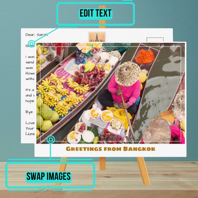 Postal Moderno mercado flotante de Bangkok Tailandia (Please enjoy our postcards and see the others in the collection.)