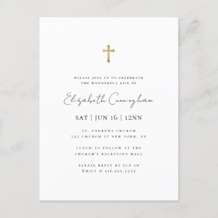 Postal Moderno Minimalista Cruz Dorada Falsa Funeral Memo