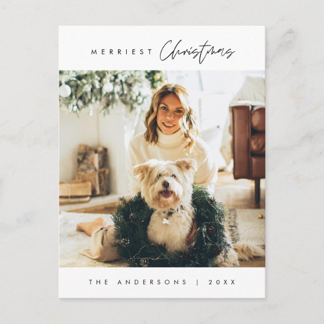 Postal Moderno Minimalista, Navidad más alegre Foto de fa (Anverso)