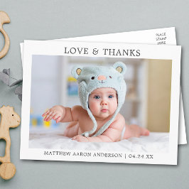 Postal Moderno Minimalista Simple Amor y Gracias Bebé