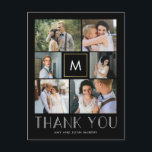 Postal Moderno Monograma EDITABLE Inicial Gracias<br><div class="desc">Enviar tu nota de agradecimiento será una brisa con esta moda y elegante postal de agradecimiento. Visite nuestra sala de exposición de diseños en WWW.BERRYBERRYSWEET.COM</div>