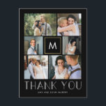 Postal Moderno Monograma EDITABLE Inicial Gracias<br><div class="desc">Enviar tu nota de agradecimiento será una brisa con esta moda y elegante postal de agradecimiento. Visite nuestra sala de exposición de diseños en WWW.BERRYBERRYSWEET.COM</div>