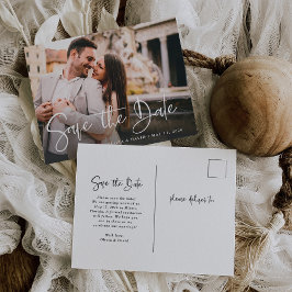 Postal Moderno Negro y Blanco | Foto Guardar la Fecha